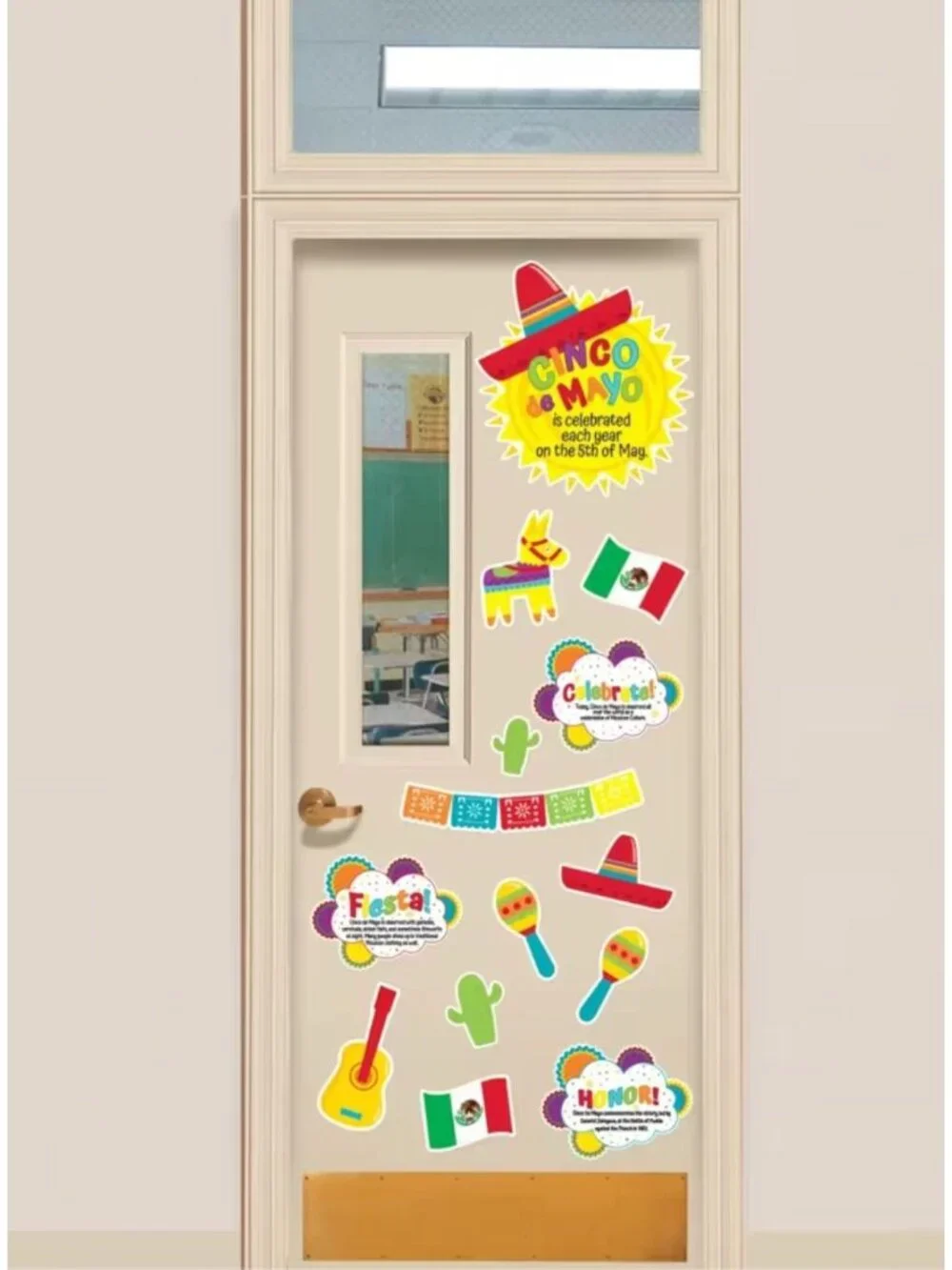 Cinco De Mayo Bulletin Board & Door Decoration Set 26-Piece Colorful & Festive C